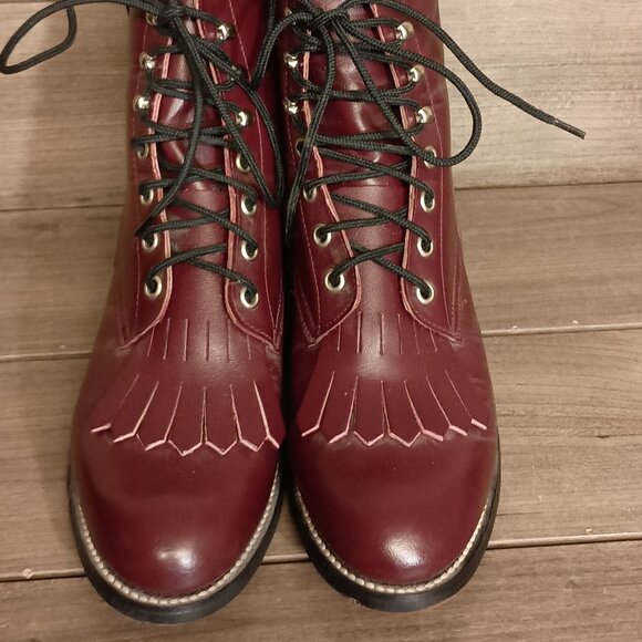 Justin Boots Women Size 5.5D Style 524Y Maroon Leather Lace Up - Picture 4 of 16